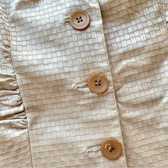 Donna Degnan Ruched Dot Print Buttoned Blazer Jacket Career Beige Tan Size 4 - Picture 4 of 6